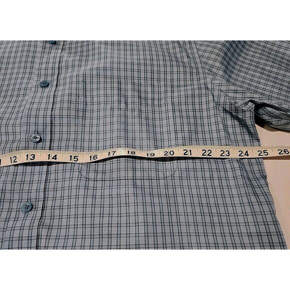 NORDSTROM SmartCare Men's Shirt Blue Gingham Check Wrinkle Free Short Sleeve - Picture 6 of 7